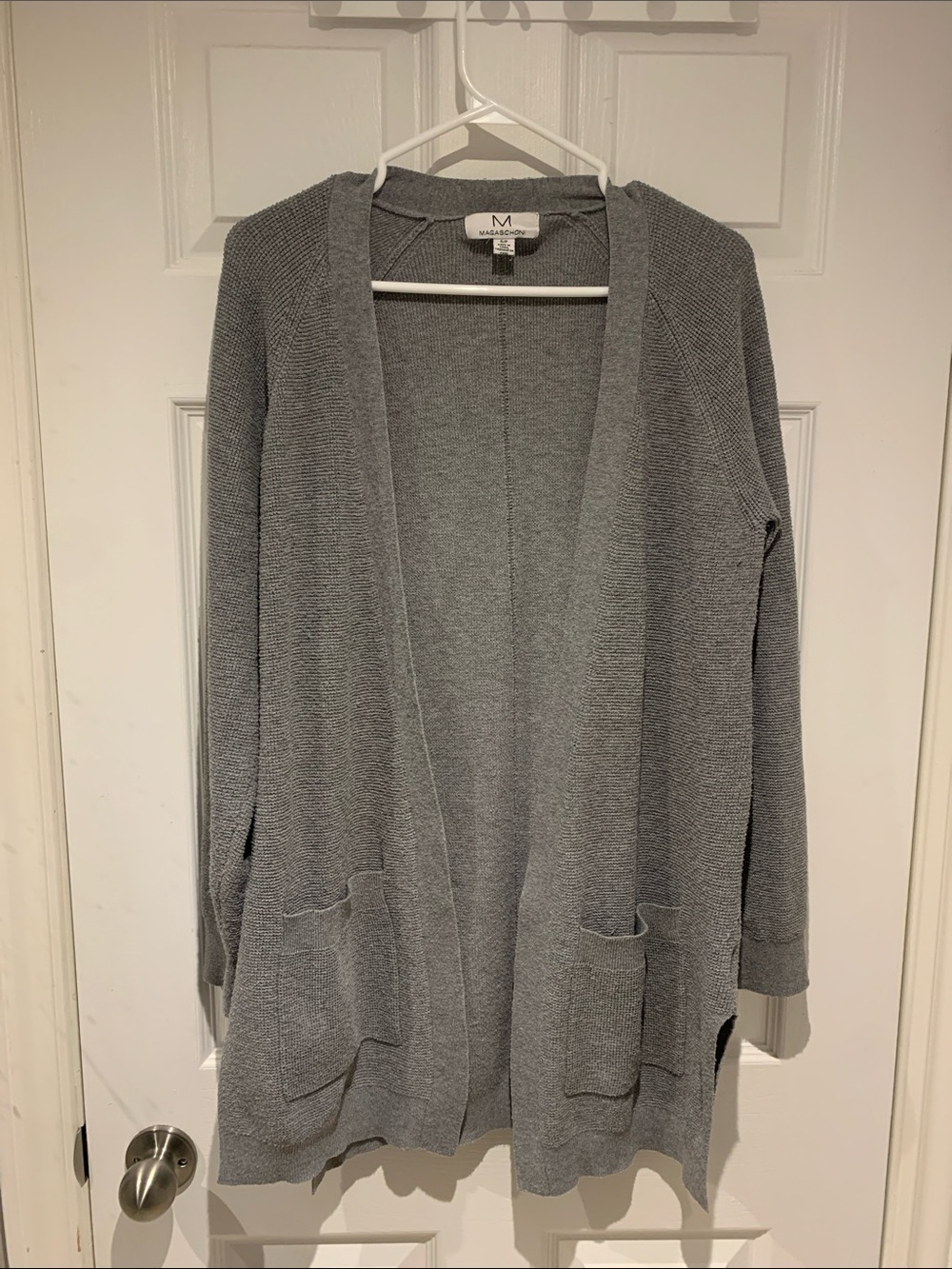 Comfy Gray Open-Front Knit Sweater
